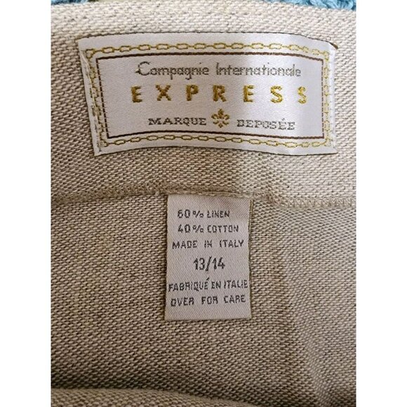 Express Compagnie Linen Cotton Wrap Skirt 13/14 Mini Neutral Beach Fringe 90s - Picture 3 of 5